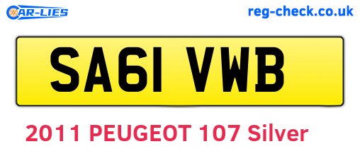 SA61VWB are the vehicle registration plates.