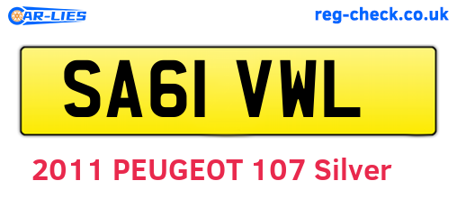 SA61VWL are the vehicle registration plates.