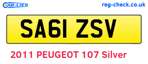 SA61ZSV are the vehicle registration plates.
