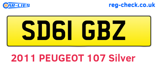 SD61GBZ are the vehicle registration plates.