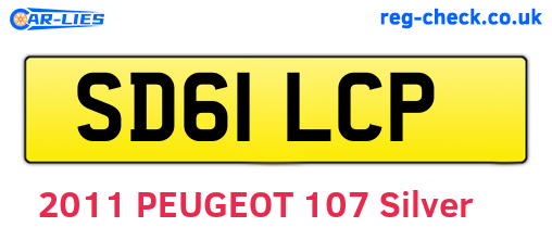 SD61LCP are the vehicle registration plates.