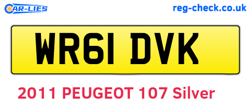 WR61DVK are the vehicle registration plates.