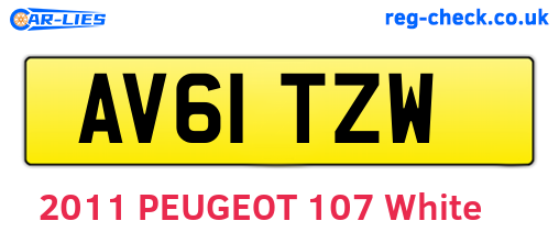 AV61TZW are the vehicle registration plates.