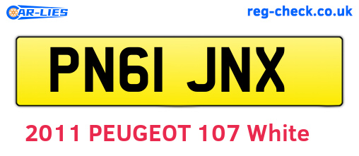 PN61JNX are the vehicle registration plates.
