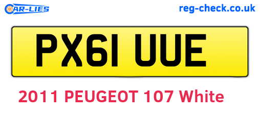 PX61UUE are the vehicle registration plates.