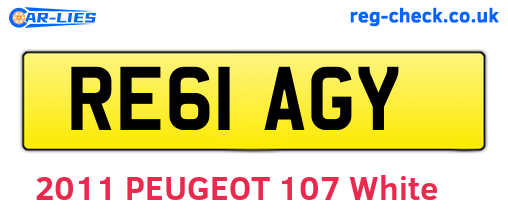RE61AGY are the vehicle registration plates.