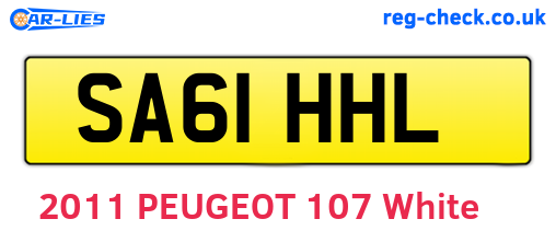 SA61HHL are the vehicle registration plates.