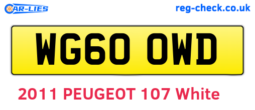 WG60OWD are the vehicle registration plates.