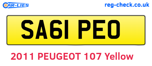 SA61PEO are the vehicle registration plates.