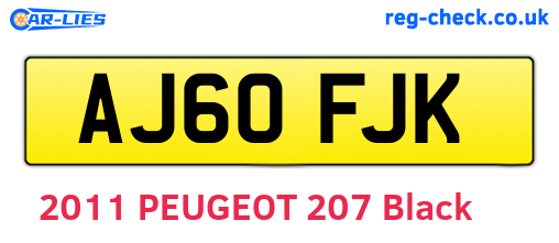 AJ60FJK are the vehicle registration plates.