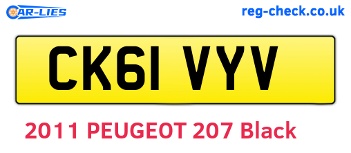 CK61VYV are the vehicle registration plates.