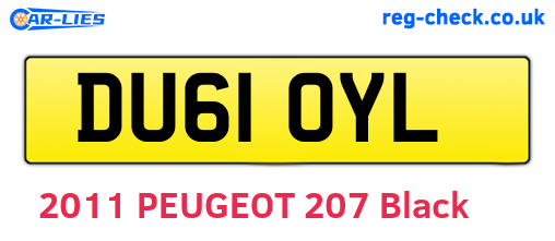 DU61OYL are the vehicle registration plates.