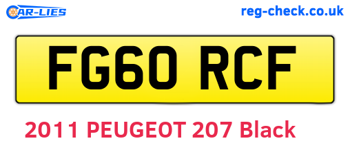 FG60RCF are the vehicle registration plates.
