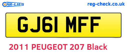 GJ61MFF are the vehicle registration plates.