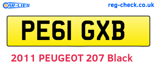 PE61GXB are the vehicle registration plates.