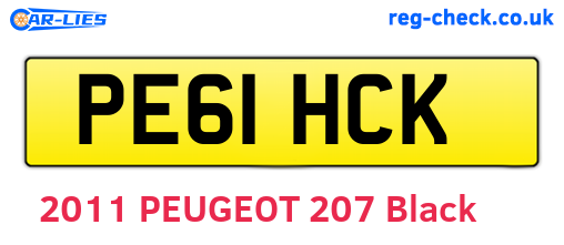 PE61HCK are the vehicle registration plates.