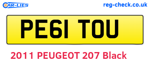 PE61TOU are the vehicle registration plates.