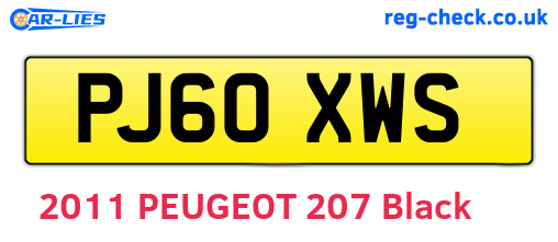 PJ60XWS are the vehicle registration plates.