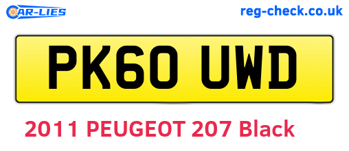 PK60UWD are the vehicle registration plates.
