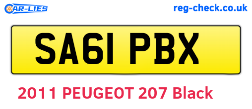 SA61PBX are the vehicle registration plates.