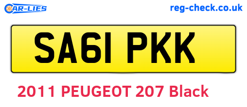 SA61PKK are the vehicle registration plates.