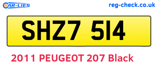 SHZ7514 are the vehicle registration plates.