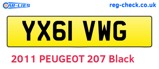 YX61VWG are the vehicle registration plates.
