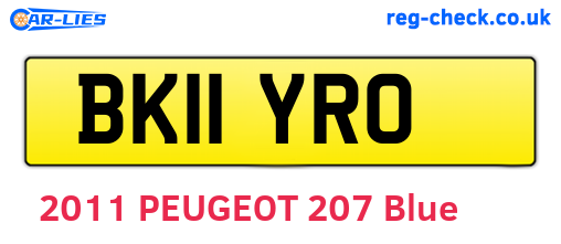 BK11YRO are the vehicle registration plates.