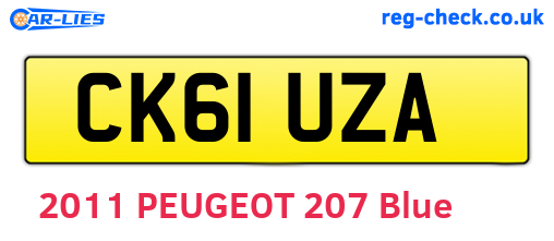 CK61UZA are the vehicle registration plates.