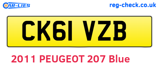 CK61VZB are the vehicle registration plates.