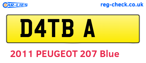 D4TBA are the vehicle registration plates.