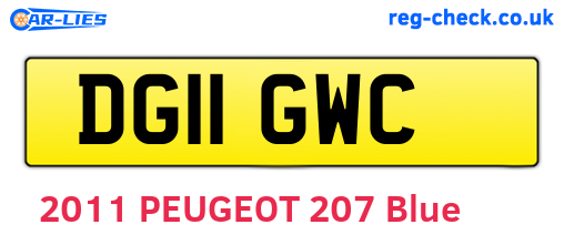 DG11GWC are the vehicle registration plates.