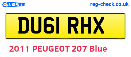 DU61RHX are the vehicle registration plates.