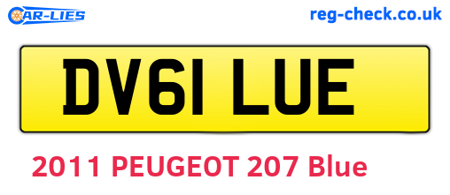 DV61LUE are the vehicle registration plates.