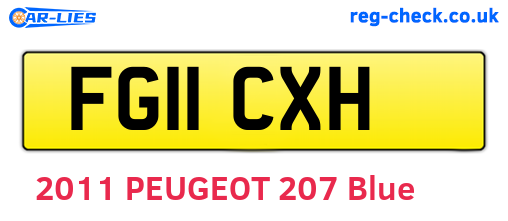 FG11CXH are the vehicle registration plates.
