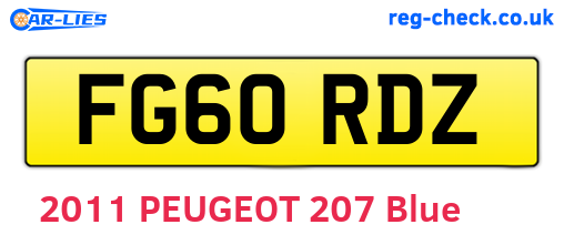 FG60RDZ are the vehicle registration plates.