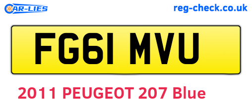 FG61MVU are the vehicle registration plates.