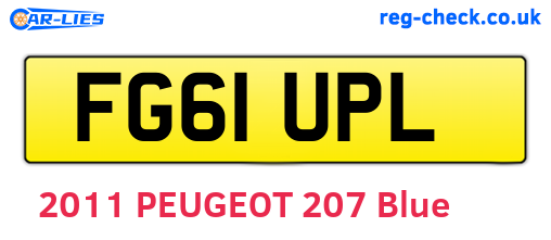 FG61UPL are the vehicle registration plates.