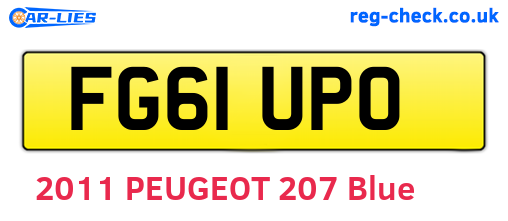 FG61UPO are the vehicle registration plates.