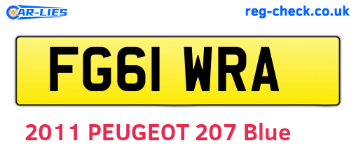 FG61WRA are the vehicle registration plates.