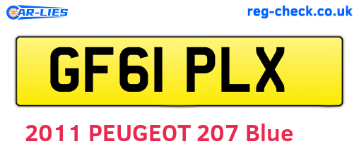 GF61PLX are the vehicle registration plates.