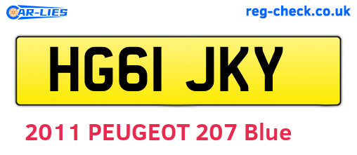 HG61JKY are the vehicle registration plates.