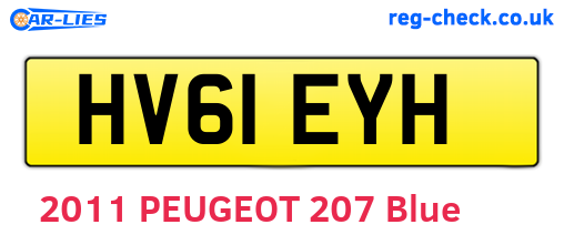 HV61EYH are the vehicle registration plates.