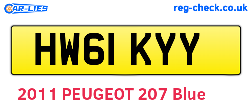 HW61KYY are the vehicle registration plates.