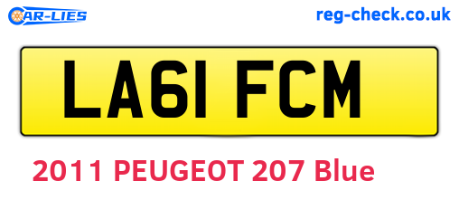 LA61FCM are the vehicle registration plates.