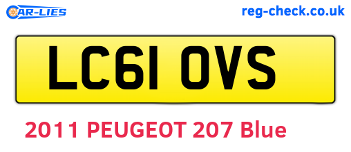 LC61OVS are the vehicle registration plates.