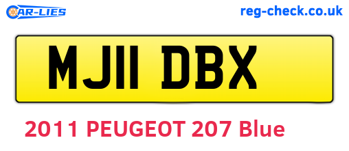 MJ11DBX are the vehicle registration plates.