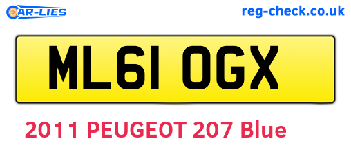 ML61OGX are the vehicle registration plates.