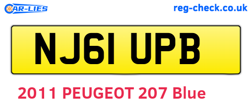 NJ61UPB are the vehicle registration plates.