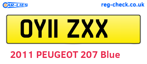 OY11ZXX are the vehicle registration plates.